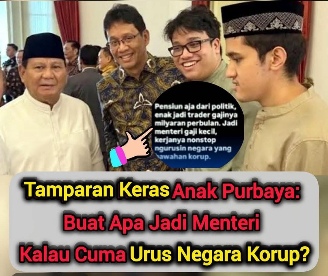 alisyarief's tweet photo. Anak Purbaya Melawan; “Ngapain Jadi Menteri di Negeri Yang Korup!” https://t.co/j987bzBtdP https://t.co/i4F3X1gh5a