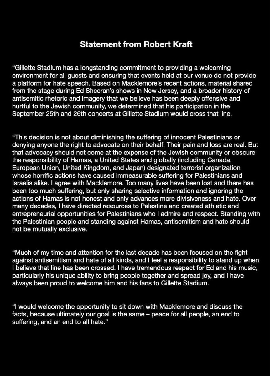 fred_guttenberg's tweet photo. Thank you @RobertKrafts for this statement. https://t.co/ktFpq062Lv