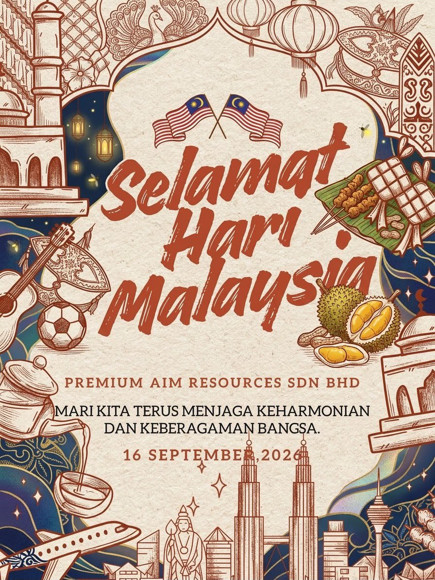 Pinjamanwang94's tweet photo. 🇲🇾 Selamat Hari Malaysia! 🇲🇾

Premium Aim Resources Sdn Bhd mengucapkan Selamat Hari Malaysia kepada seluruh rakyat Malaysia! Mari kita terus memelihara keharmonian, perpaduan, dan keberagaman bangsa yang menjadi kebanggaan negara kita. 🕊️✨ https://t.co/DhsVqzswo0