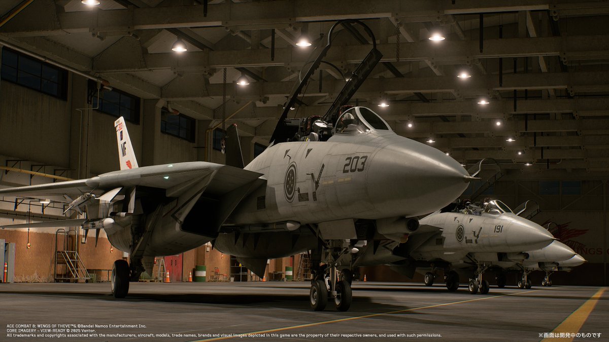 PROJECT_ACES's tweet photo. 【🐥ナゲッツの戦闘機紹介：F-14A Tomcat】
後に改修型が「スーパートムキャット」となる艦上戦闘機シリーズの初期型。長射程ミサイルを運用して艦隊の脅威をアウトレンジで射抜く役割は最初からぶれずに一貫している。愛称は｢トムキャット (雄猫) ｣。※F-14A Tomcatは早期購入/プレオーダー特典となります。
#ACECOMBAT ＃ACE8