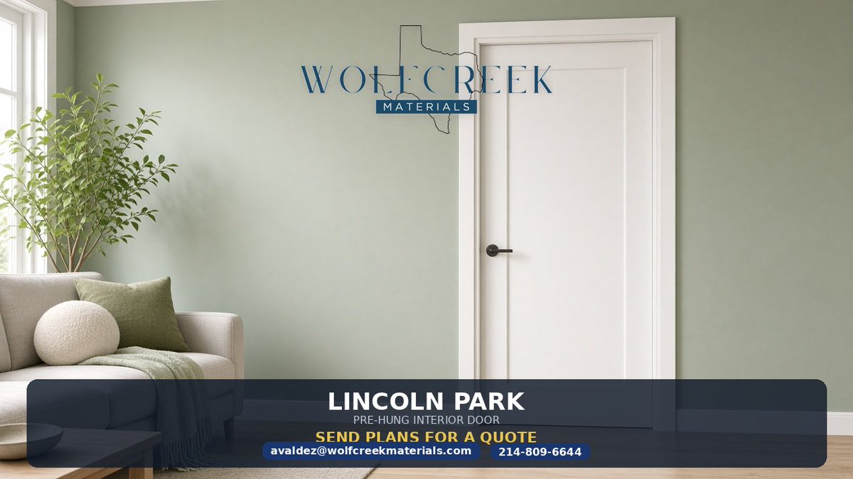 WolfcreekMATs's tweet photo. Lincoln Park pre-hung. Send your plans or DM for a quote. avaldez@wolfcreekmaterials.com 214-809-6644 #WolfcreekMaterials #PreHungDoors #DFWBuilders #DallasBuilders #InteriorDoors https://t.co/0e4FglXOKk