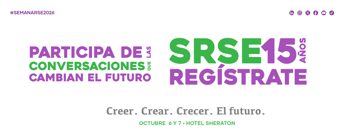 Sumarse's tweet photo. 💬 El futuro también se define en las conversaciones de las que decidimos formar parte.

La #SemanaRSE2026 reúne a líderes que toman decisiones sobre sostenibilidad y el futuro de las organizaciones en Panamá.

➡️ Más información: https://t.co/ObZnR5cutQ

#SRSE15Años #Sumarse https://t.co/iZHShgmIFB