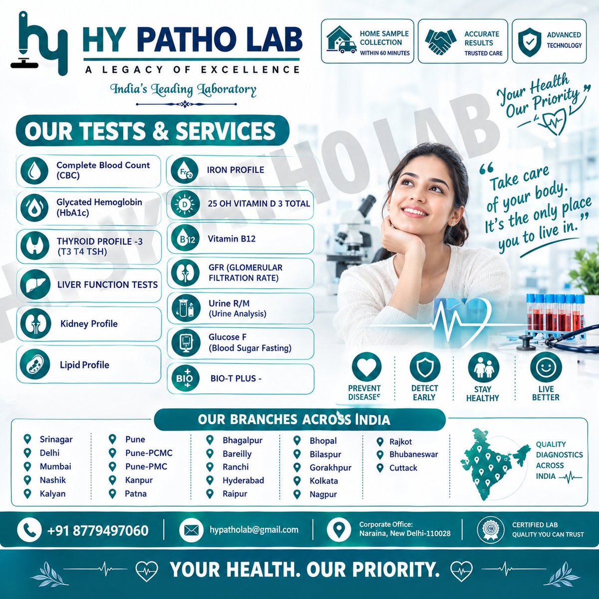 hy_patho's tweet photo. 🧪 Essential Health Tests at Hy Patho Lab!
CBC | HbA1c | Thyroid | Liver | Kidney | Lipid | Iron | Vitamin D3 | B12 | GFR | Urine Analysis | Fasting Glucose
💙 Your Health. Our Priority.
📞 +91 8779497060 | 📧 hypatholab@gmail.com
📍 Corporate Office: Naraina, New Delhi https://t.co/3fsjEVupKx