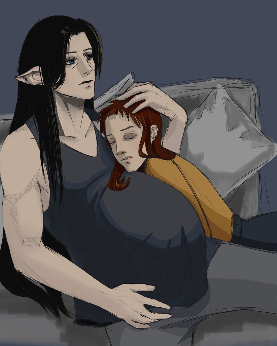 morn_mory's tweet photo. Hopefully, I’ll find my style and eventually finish this story. 🖤 
#OC #mpreg #coupleart https://t.co/2dLBLkDPMN