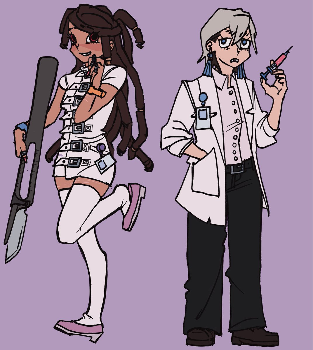 ggpkoo's tweet photo. Realized I never drew nurse jabber so here she is and the other guy they’ve never heard of hipaa https://t.co/Vk1ydFZ3Yq