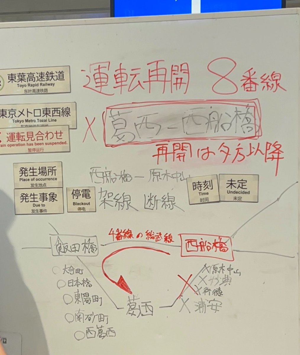J818a's tweet photo. 手で消されて再開は夕方以降と書き直された瞬間が今年一番テンション上がった https://t.co/uyxT5836uO