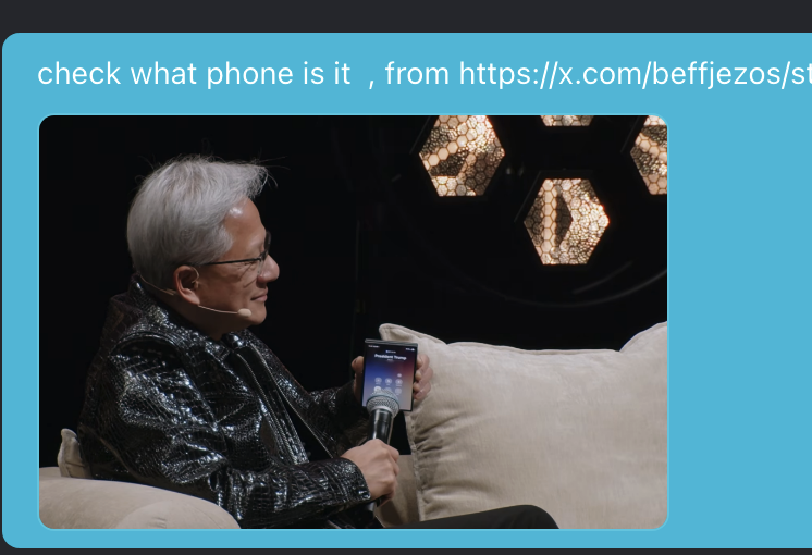 ricky00983's tweet photo. Qwen38 flash next is incredibly good at figuring out which tools to use to solve a problem. I just asked it what phone this is and then saw this--- https://t.co/lRHb560bD6