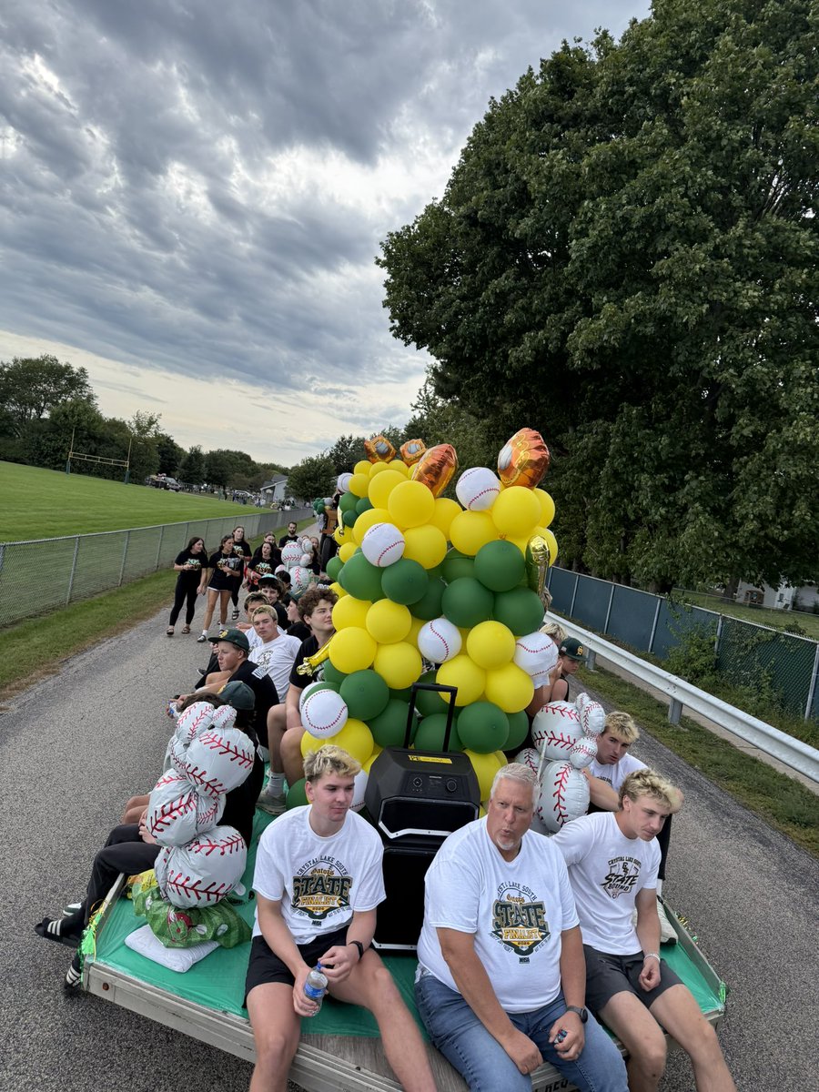 CLSBaseball's tweet photo. Homecoming Parade 2026!  What a great way to kickoff the week.  The boys had a lot of fun.  Thank you to all our parents for putting together a great float &amp; @ShannonSto29451 for driving the truck! https://t.co/aWycugmQ7R