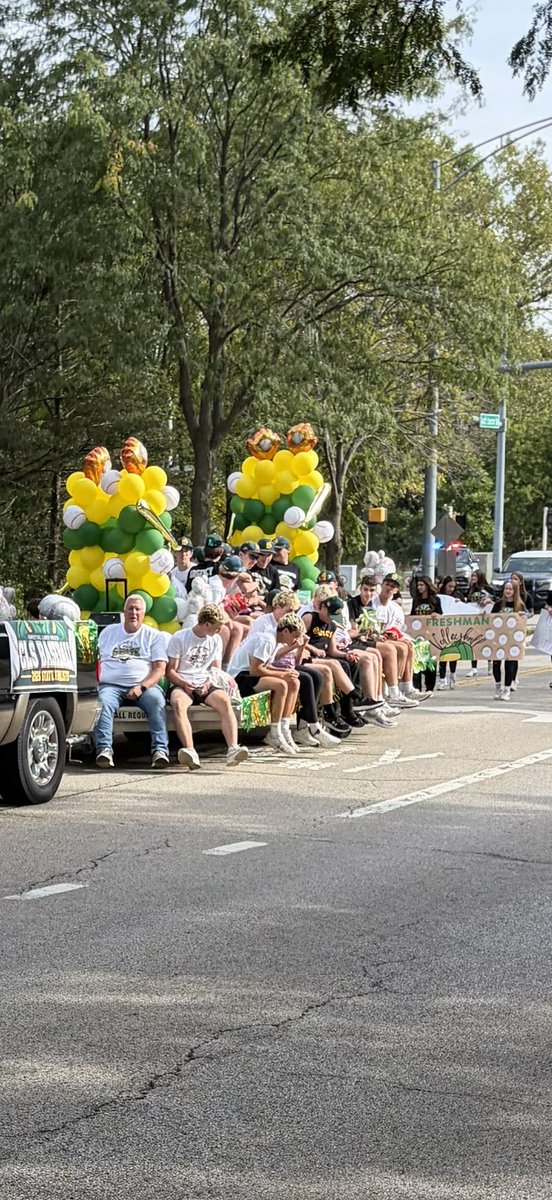 CLSBaseball's tweet photo. Homecoming Parade 2026!  What a great way to kickoff the week.  The boys had a lot of fun.  Thank you to all our parents for putting together a great float &amp; @ShannonSto29451 for driving the truck! https://t.co/aWycugmQ7R