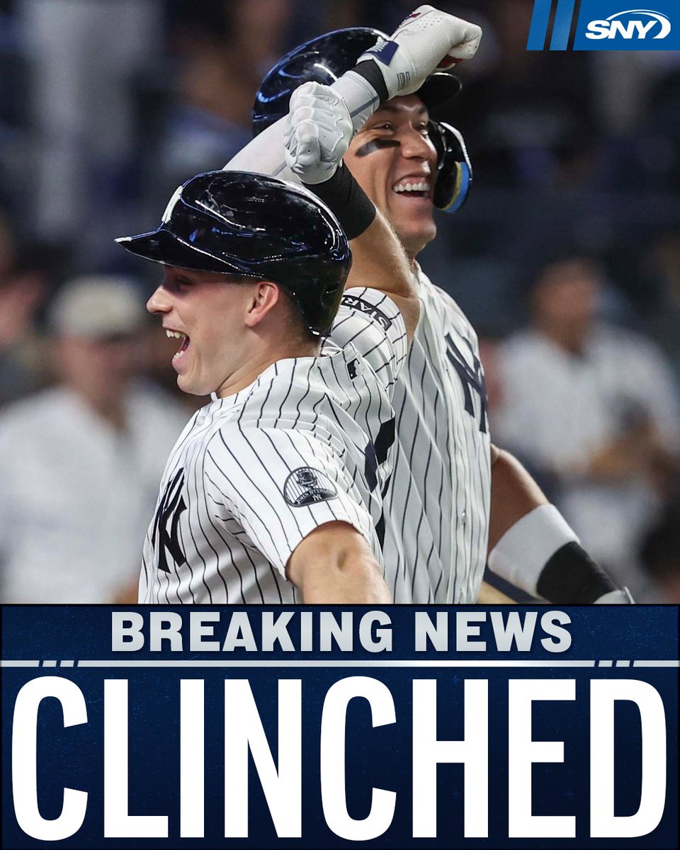 snyyankees's tweet photo. THE YANKEES ARE POSTSEASON-BOUND. ✅ https://t.co/Zigk9l3oST