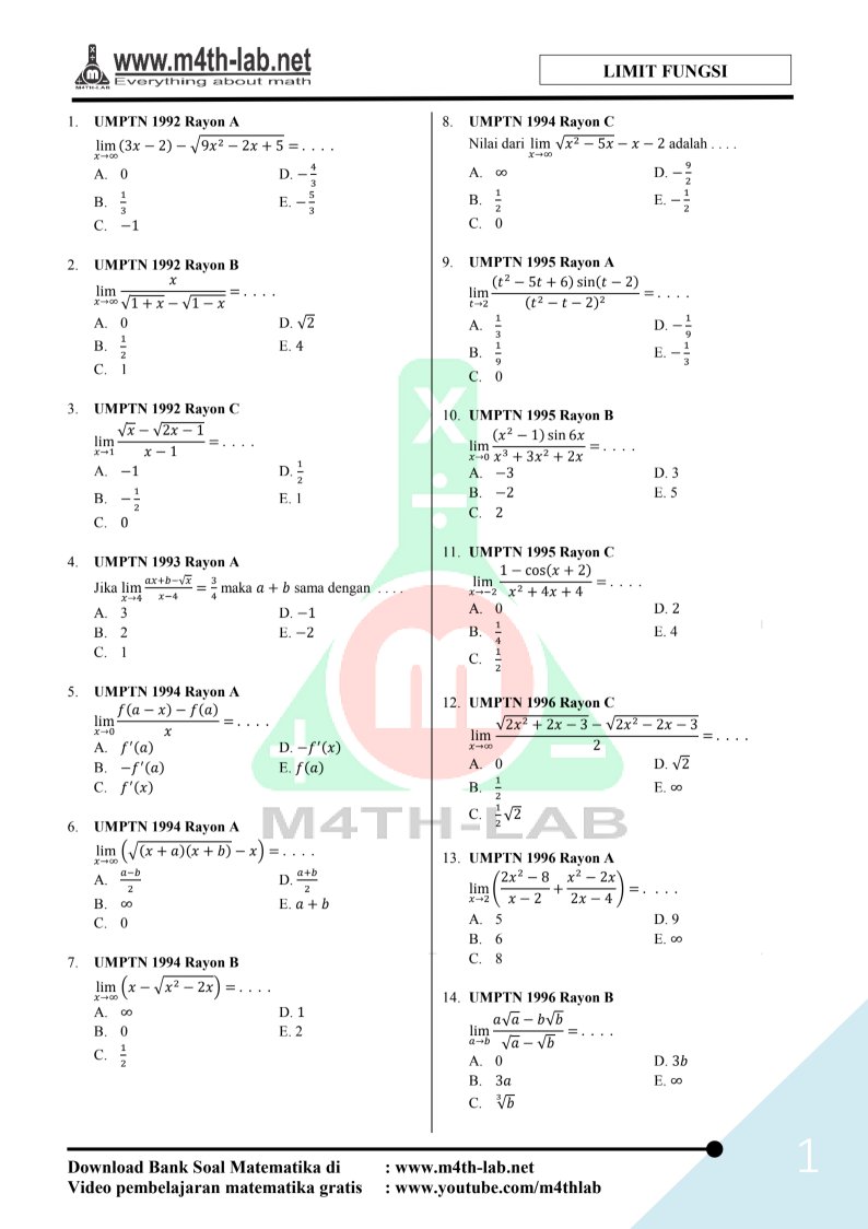 latsolyuk's tweet photo. Soal matematika by m4th lab

📐 limit fungsi
https://t.co/Wt9M4tePsA
📐 turunan
https://t.co/P6BvWxxmsk
📐 trigonometri
https://t.co/QUU6SbcDkS
📐 fungsi komposisi
https://t.co/Q9MYQTOGeg
📐 pers. garis
https://t.co/JuhuUkaRLL
💬 Gabung Saluran Latsolyuk
https://t.co/o326bZPmvK https://t.co/FYEq8yj5IW