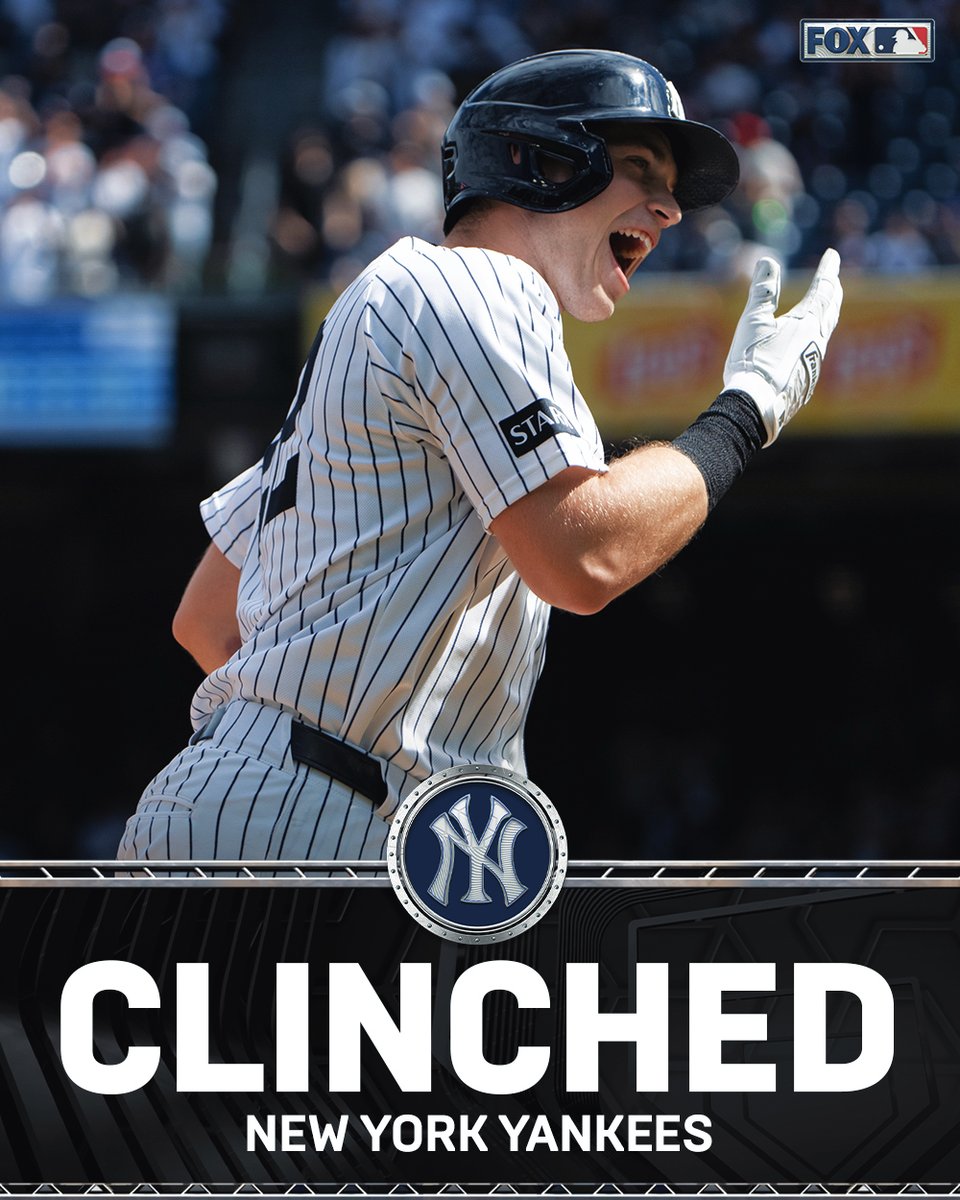 MLBONFOX's tweet photo. The Yankees have officially punched their ticket to the Postseason! 🎟️ https://t.co/2ivYQ2Dd6l