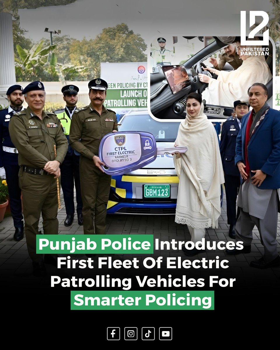 cqLacrt's tweet photo. Punjab Police has introduced its first fleet of electric patrolling vehicles, marking a major step toward smarter and more sustainable policing. The initiative aims to enhance patrol efficiency while reducing fuel costs and carbon emissions. https://t.co/6OzesdygWS