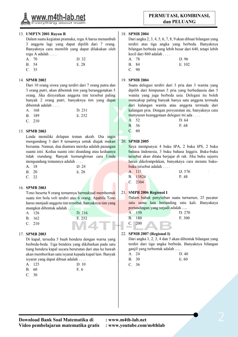 latsolyuk's tweet photo. Soal matematika by m4th lab

📐 barisan
https://t.co/icIoxoX0yY
📐 prog. linear
https://t.co/bBu4p6jTMm
📐 statistika
https://t.co/bqV4ze0pE5
📐 matriks
https://t.co/P4TxSReIh3
📐 peluang &amp; permutasi
https://t.co/2uZZ2rRqcY
💬 Gabung Saluran Latsolyuk
https://t.co/o326bZPmvK https://t.co/6JkKwpR2nf