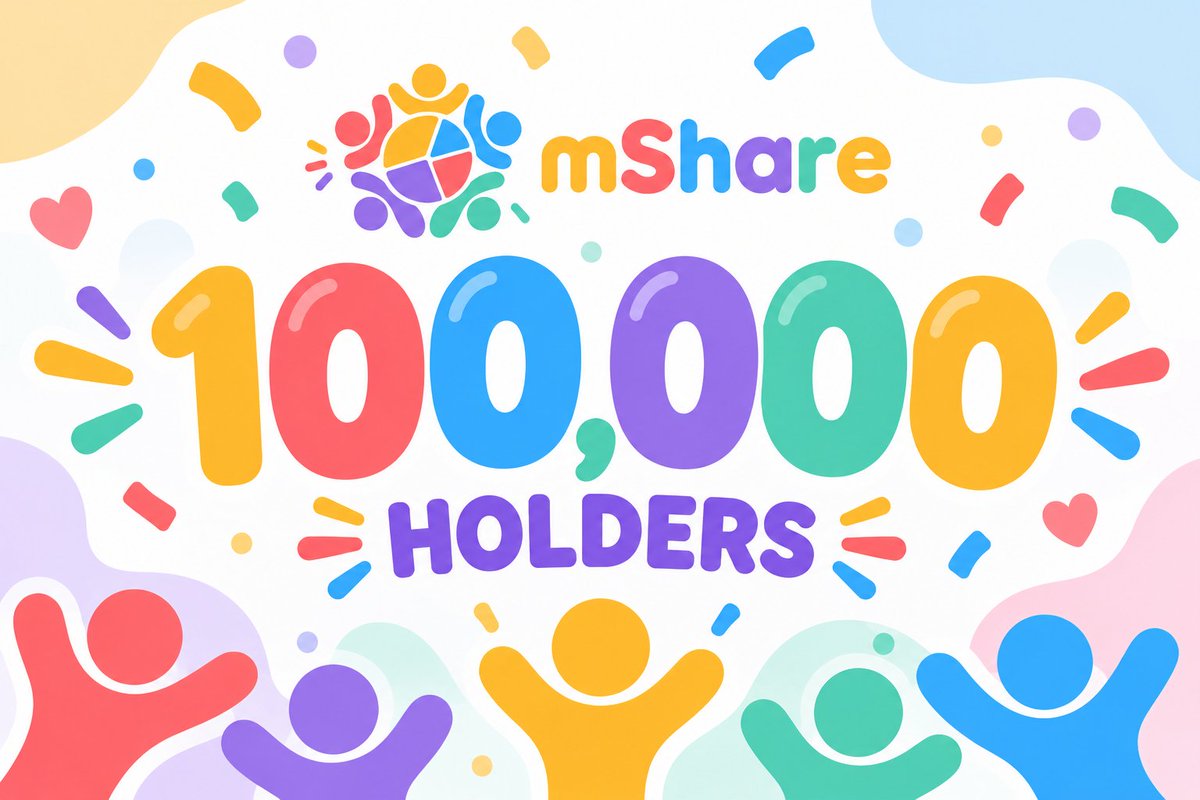 mShareHood's tweet photo. Now celebrating 100,000 $mShare holders!

(closer to 150k now) https://t.co/X2GLts886L