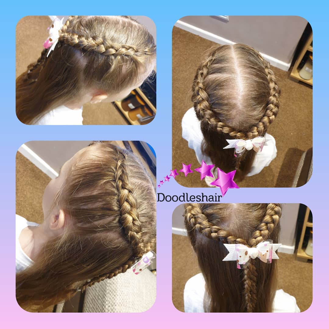 PenneyStopa's tweet photo. Back to school today! To say my children are happy about it is an understatment! We thought we would do a sweet little style today to keep missy fringe off her face as well as still have some down. 💖 https://t.co/98mOIZr7Kp