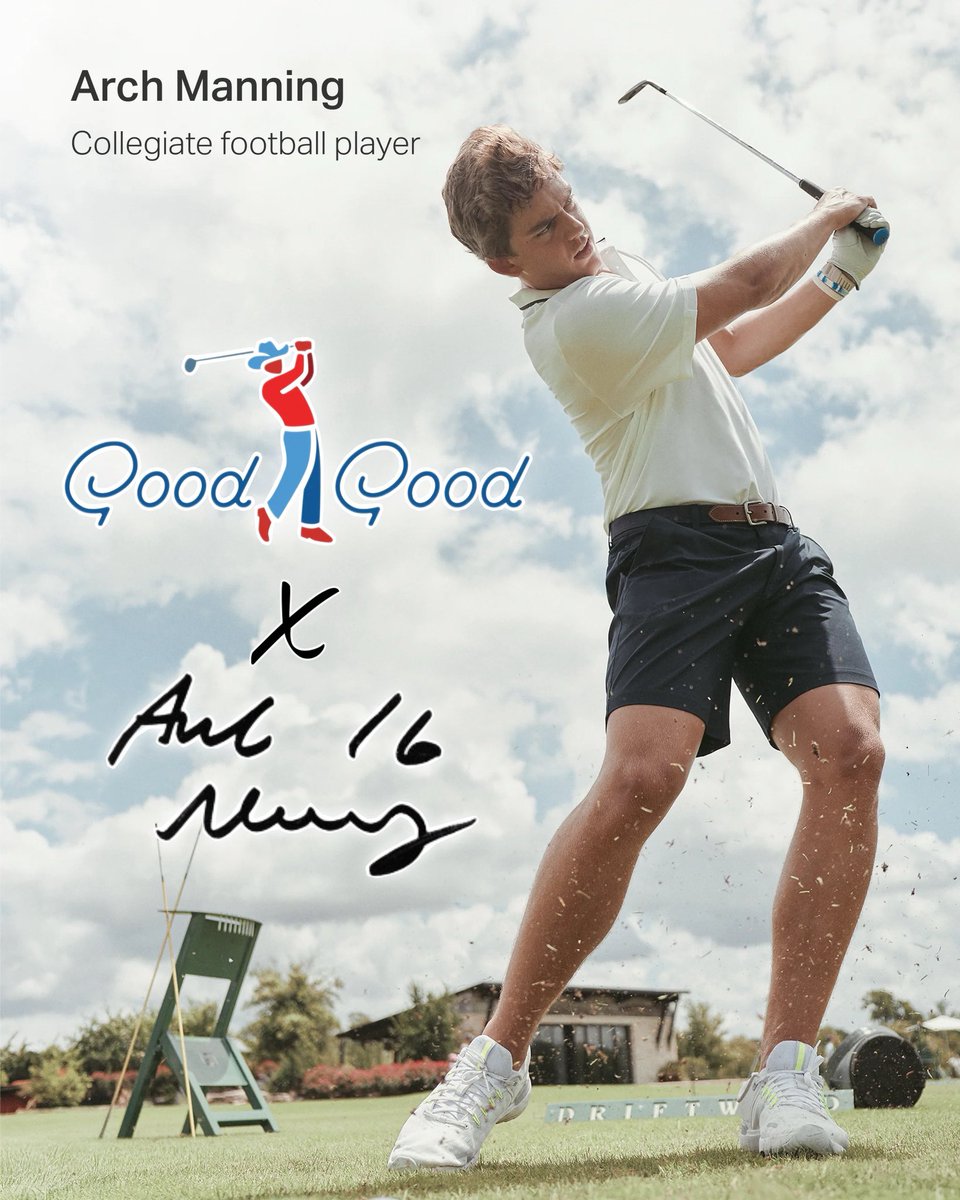 OldRowSports's tweet photo. Texas QB Arch Manning has launched an official collab with Good Good Golf ⛳️ 

The collection will include hats, polos, and athletic wear. Thoughts? https://t.co/b9A67CoX3E