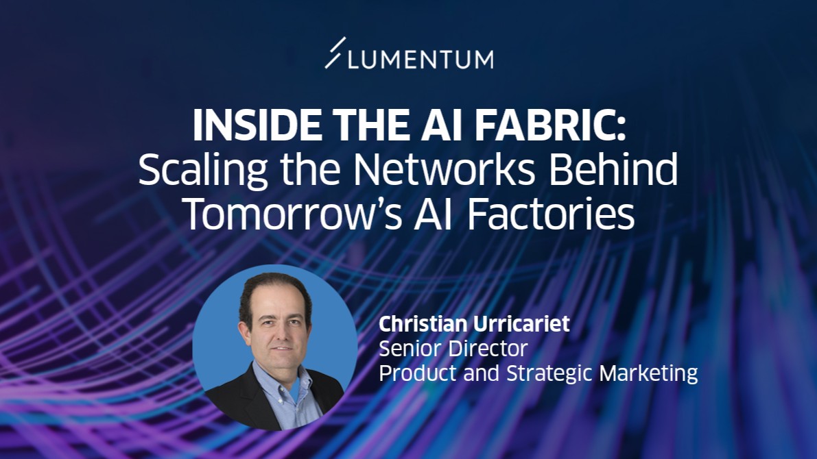 Lumentum's tweet photo. At #ECOC2026, @Lumentum’s Christian Urricariet will join industry experts in a panel exploring how AI networks are being designed as infrastructure scales.

📅 Wednesday, Sept. 23, 2026 | 2:00–2:45 PM
📍 Product Focus Theatre

Learn more: https://t.co/QXfdZ249Xg https://t.co/9ss29tFNba