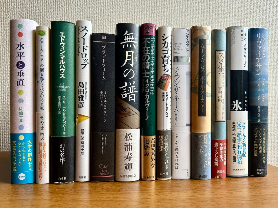 umigamewan's tweet photo. #あなたの本棚しりとり
左から→右へ
今読んでいる「水平と垂直」から始めてみた。 https://t.co/FEesfUtRLS