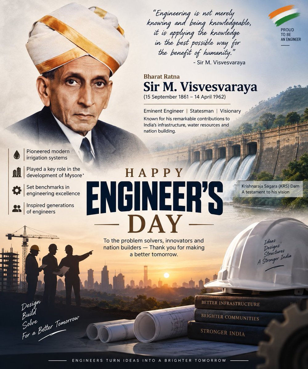 Octopus_56's tweet photo. Happy Engineers’ Day 2026⚙️🇮🇳
Saluting the brilliance, innovation and dedication of engineers who shape our nation and turn challenges into possibilities.
#EngineersDay2026
#LordGanesha 
#Engineersday #GaneshPuja #GaneshaBlessings https://t.co/0F7DopYX9d