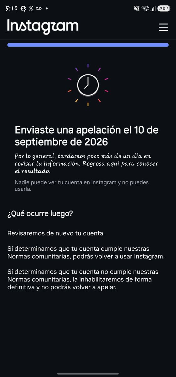 __rolyek__'s tweet photo. Gracias @Meta @instagram por bajarme la cuenta de toda mi vida sin motivo alguno, ya 4 días sin poder usar la app solo porque su cagada de IA se les cruzó los cables y me imagino que la apelación seguro la revisa otra IA, que chiste que son... https://t.co/LPlgAVBk0I