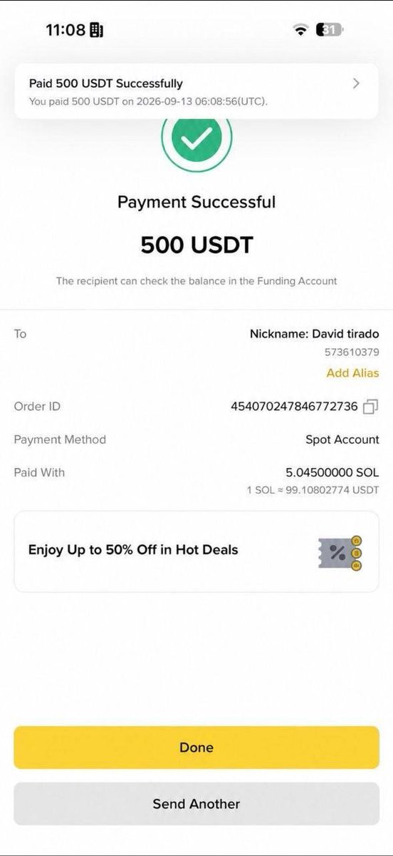 aiwithaman's tweet photo. Sent $500 to UID 1023726234 and 573610379 🔥

I will send $500 to 5 more people today 🤑

Comment your Binance UID or wallet address below 👇 https://t.co/vDaurii6N2