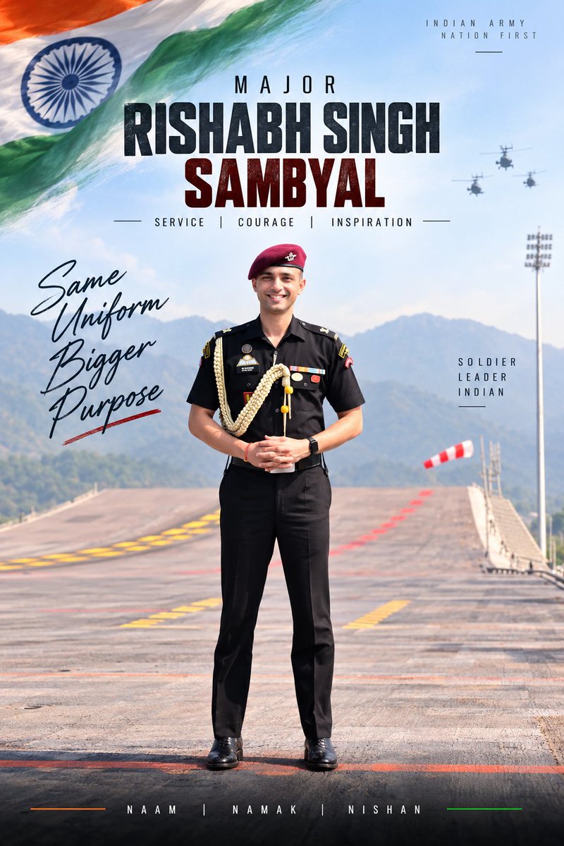 majorrishabhs's tweet photo. 20/20 🇮🇳

The internet may remember Major Rishabh Singh Sambyal as the officer who became a “National Crush.”

But his real story is much bigger.
Samba → Sainik School → NDA → IMA → Jat Regiment → Republic Day → 4 Para SF → Rashtrapati Bhavan.

A journey built on discipline, sacrifice, leadership and service.
The uniform may be off.
But the journey remains.

Jai Hind. 🇮🇳🫡
