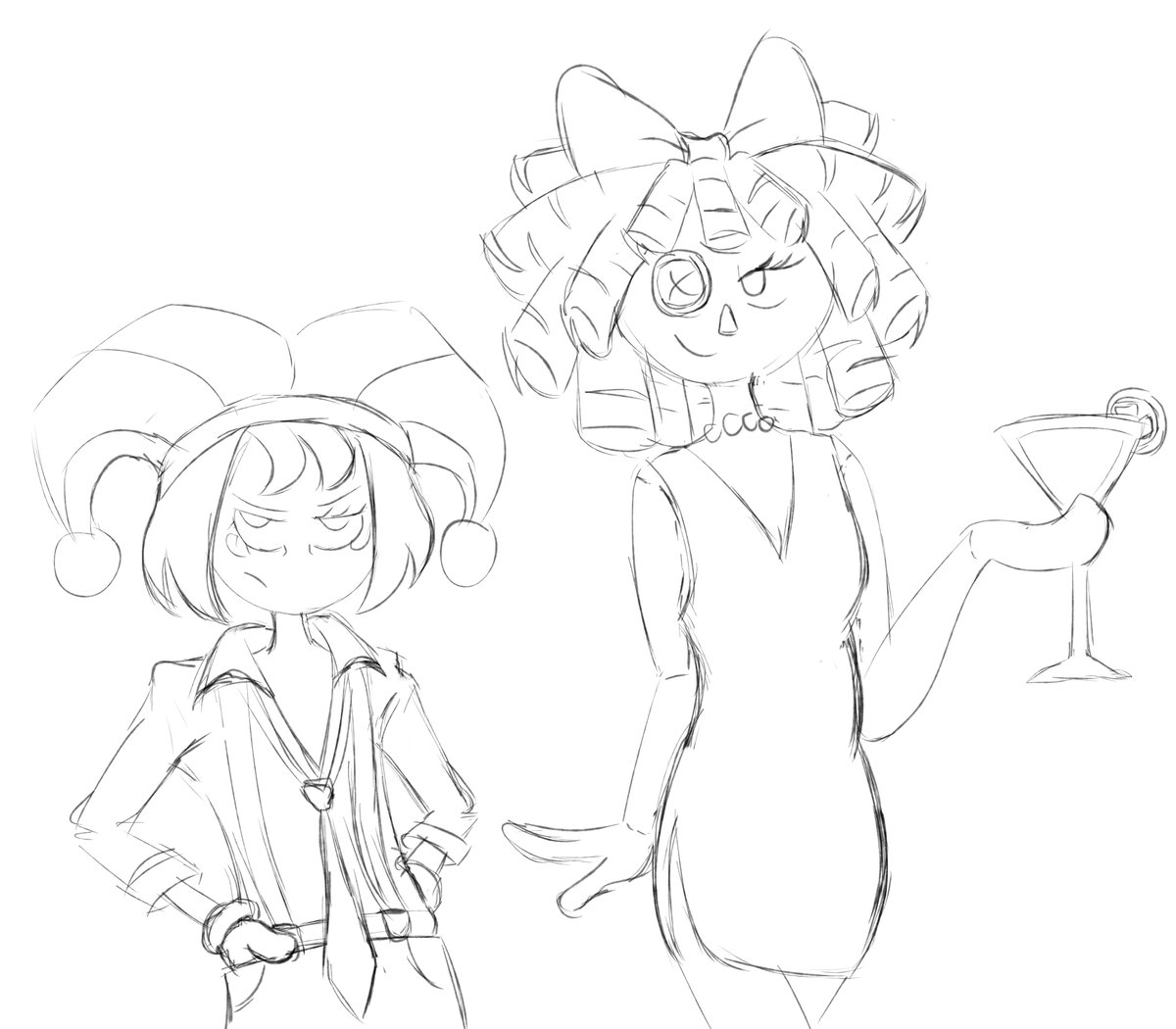 biquiddraws's tweet photo. How I fucking love their noir looks 😩 #ragapom #jesterdoll #tadc https://t.co/YALxyi1m8d