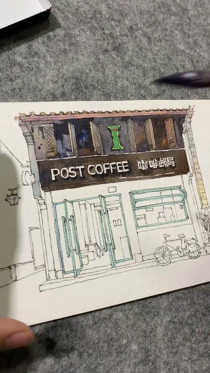 alisq902930's tweet photo. Dipped in watercolor magic—today’s 30-minute sketch challenge turned ordinary coffee shop corner into a vibrant, hazy little masterpiece. Grab your brushes and create something unexpected! https://t.co/YKoeYF8zkP