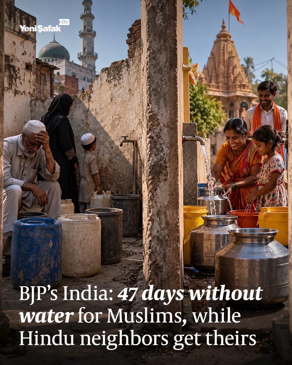 GuptaPragnya's tweet photo. “Humanity First”, said PM Modi at the BRICS Summit & in BJP Ruled State West Bengal, this is the deliberately designed state of atrocity on a Muslim Community. 

💧A Muslim community of around 5,000 people in Jyotinagar Colony, Kolkata, India, has been without running water since July 29.

The disruption followed pipeline work and has been linked by residents to a pending eviction order issued by Kolkata Port authorities.

They said the water supply was intentionally cut, noting that taps immediately outside the colony continue to receive water.

The local BJP MLA, Ritesh Tiwari, who had previously pledged not to assist Muslim constituents, has denied any involvement in the disruption.

Hang your heads in shame, BJP voters and supporters for this trauma and lack of humanity will haunt you till Karma strikes each one of you down in similar ways sooner or later. Depriving humans for water is the worst sin anyone can do. 

#Modi 
@IamRiteshTiwari 
#WestBengalBJP 
@SuvenduWB #BJP 
#BRICS_SUMMIT_INDIA