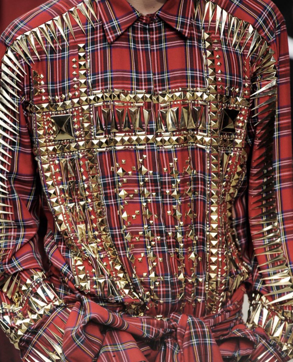 RyanxTaylor's tweet photo. I love drafting concepts to real life…inspired by my favorite designer ever Ricardo Tisci in his Givenchy era recreated his famous pyramid shirt into some really great denim https://t.co/H2LjcQcesm