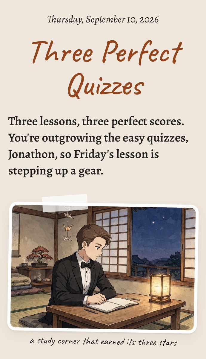 Muse quizzes me for my Japanese exam — and sends reward postcards
