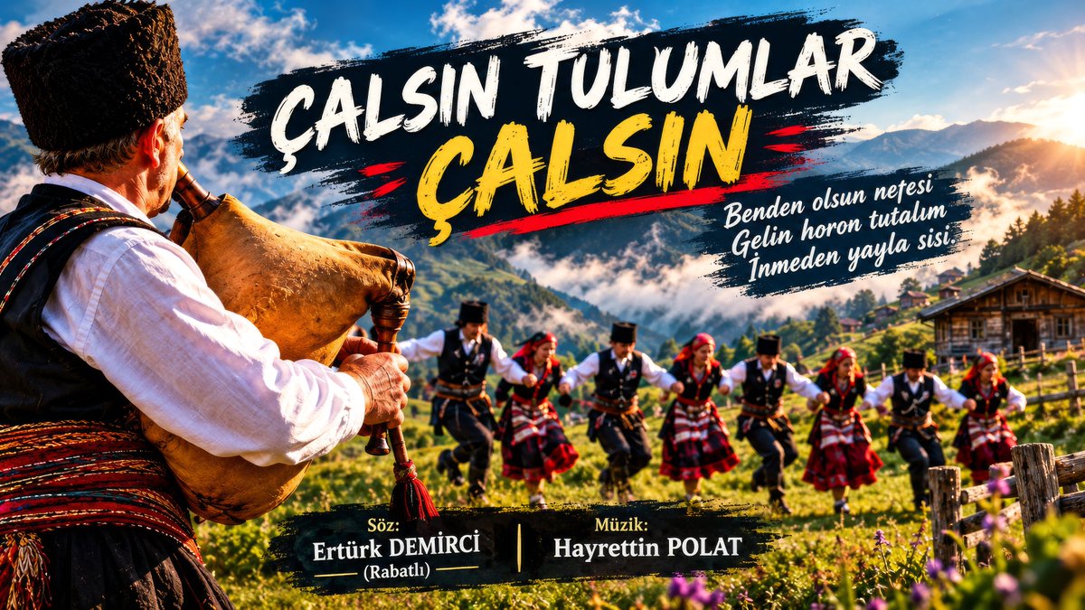 PolatHayrettin's tweet photo. "Gelin horon tutalım, inmeden yayla sisi! 🎶
Şair Ertürk DEMİRCİ'nin (Rabatlı) kaleme aldığı 'Çalsın Tulumlar Çalsın' tulum ezgileri ve yüksek horon enerjisiyle yayında.

Hemen dinlemek için: https://t.co/RmhAe0apXu

#Karadeniz #Tulum #Horon #Rabatlı https://t.co/kt1yxjBCvZ
