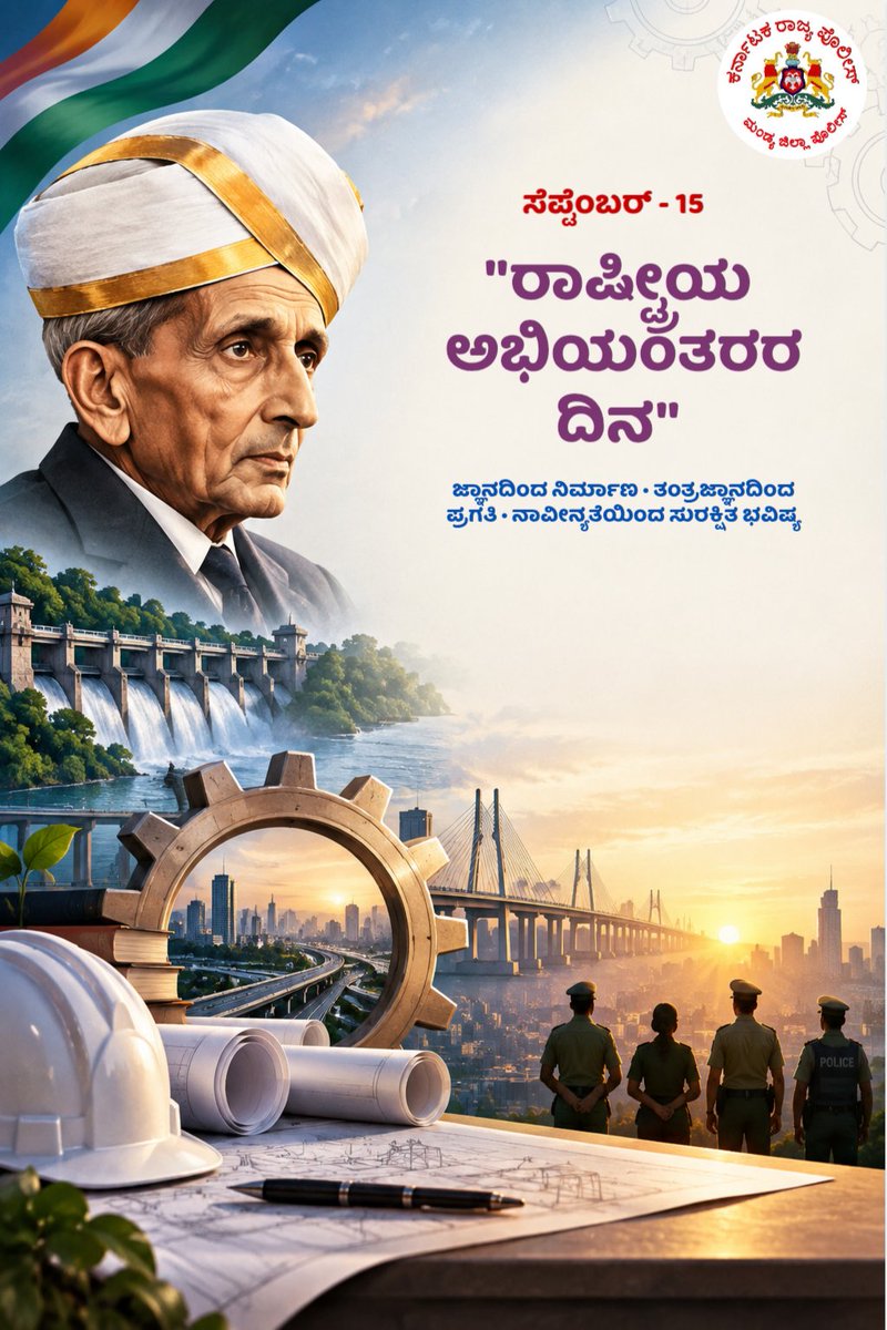 MandyaPolice's tweet photo. ನಾಡಿನ ಸಮಸ್ತ ಇಂಜಿನಿಯರ್ ಗಳಿಗೆ ಮಂಡ್ಯ ಜಿಲ್ಲಾ ಪೊಲೀಸ್ ವತಿಯಿಂದ ರಾಷ್ಟ್ರೀಯ ಇಂಜಿನಿಯರ್ ಗಳ ದಿನದ ಹಾರ್ದಿಕ ಶುಭಾಶಯಗಳ. https://t.co/neFsIobS54