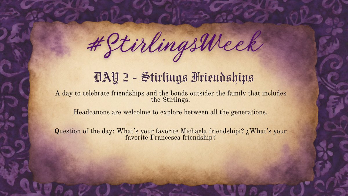 StirlingWeek's tweet photo. It’s day 2 of The Stirlings Week! 💜🏰

A day dedicated to friendship and bonds of the Stirlings with others! Join us to celebrate in any type of media and don’t forget to tag us! https://t.co/RzDo1WmqGa