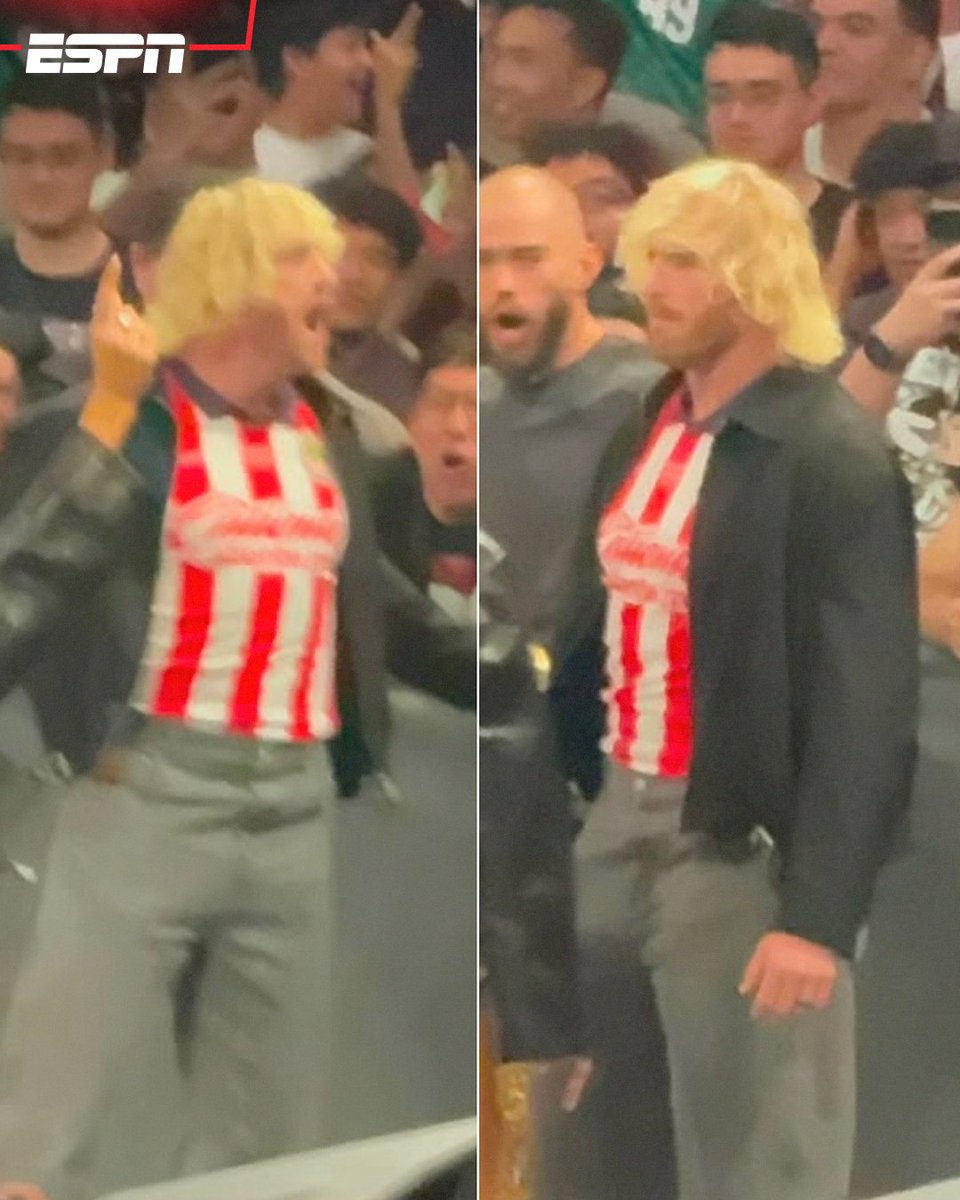 ESPNmx's tweet photo. ¡LOGAN PAUL ES CHIVAHERMANO! 🐐🔥

😳 El luchador estadounidense se ganó al público mexicano mostrando que traía puesta la playera de las Chivas. https://t.co/szX5n0RPOC