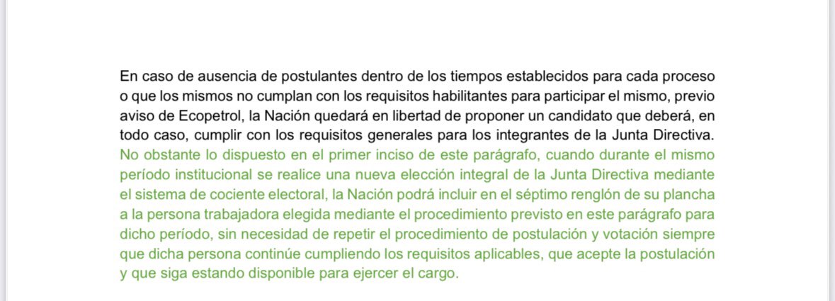 ArielCorzoD's tweet photo. @usofrenteobrero @ECOPETROL_SA 👆👆👆👆👆👆👆Están violando los estatutos sociales de Ecopetrol. Será elegido de manera ILEGÍTIMA como se ha elegido el presidente que ustedes apoyaron y apoyan.
Una prueba de la ilegalidad de las postulación es la misma propuesta de reforma al artículo 20 acá compartido. https://t.co/l0Q0zZeIr6
