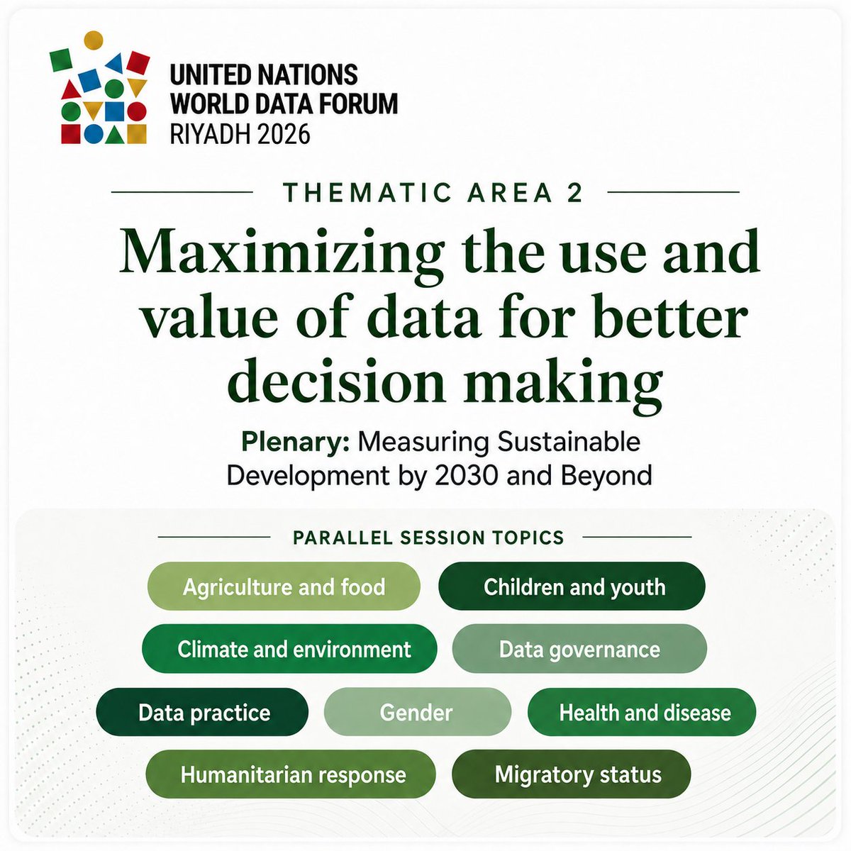 UNDataForum's tweet photo. Data has value when it drives decisions.

Thematic Area 2 at #UNWDF2026 explores how data can better inform action across climate, health, gender, humanitarian response, migration and more.

Register: https://t.co/fJnWyrlnhx

#UNWDF2026 https://t.co/jMgrN2DeTP
