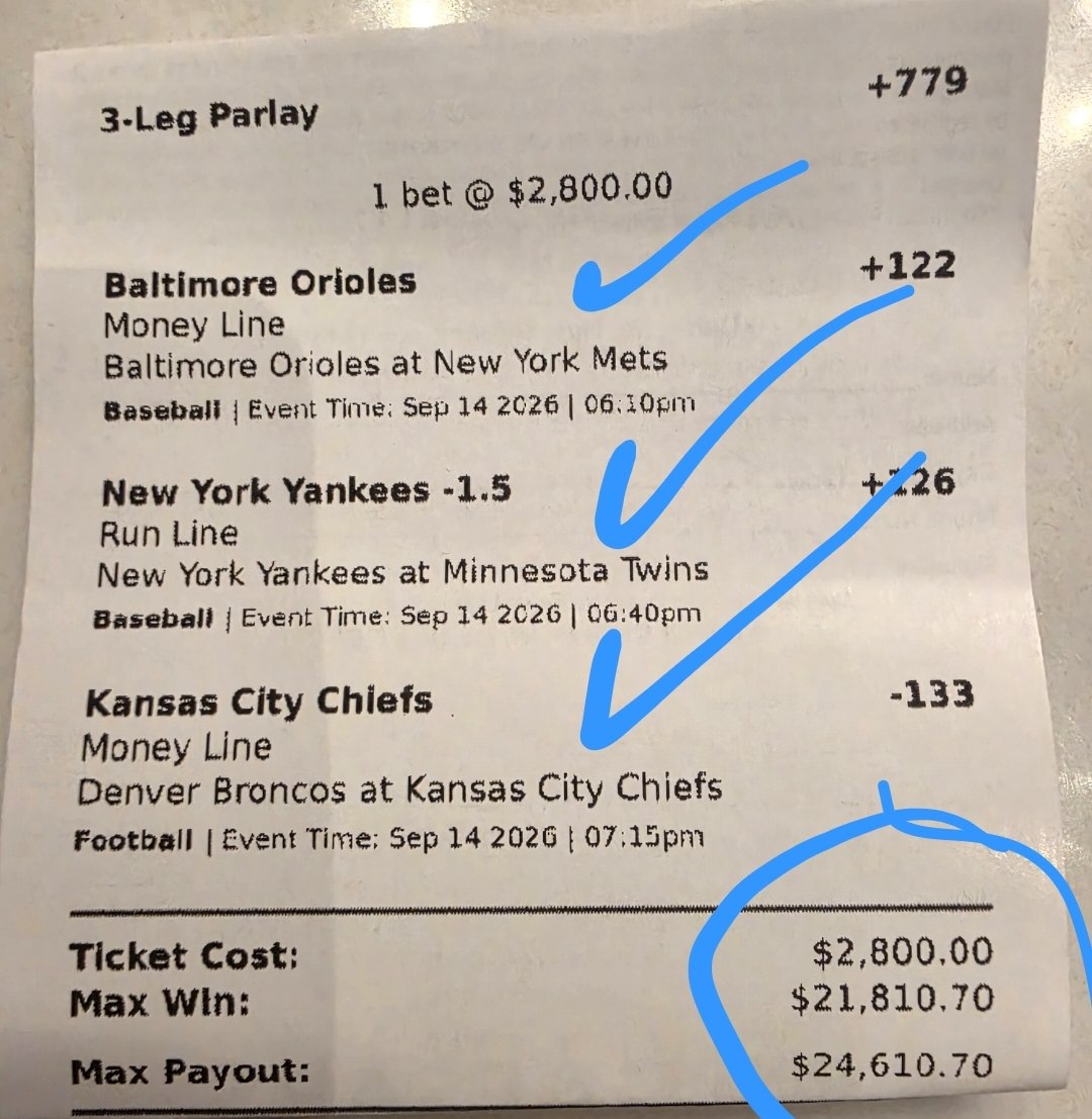 MatrixPrime_'s tweet photo. They keep talking about me 
BECAUSE THEY WISH THEY COULD 
DO WHAT I DO

BEAT CASINOS

NUMEROLOGY + ASTROLOGY GIVES ME A EDGE

Remember they can copy and paste my tweets , but never my results 

Three team baseball parlay is a winner 
$2,800 to over $24,000

#GG33 
#Gambling𝕏 https://t.co/fcWYkPenMC