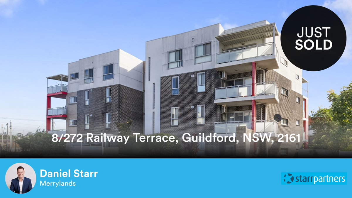 DanielStarrSP's tweet photo. 🛌 1 🛀 1 🚘 1
📍 8/272 Railway Terrace, Guildford, NSW, 2161

My latest sale on RateMyAgent.

https://t.co/rl3uydz3DD

...
#ratemyagent #realestate #Starr_Partners_Merrylands https://t.co/AEFvZK8tWM