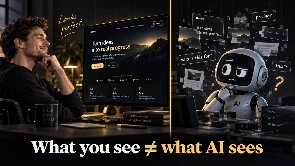 golumora's tweet photo. Your website may look perfectly clear to you.

AI may see something else.

I built a free checker that shows what AI can understand, where your site is visible, and which gaps may be holding it back.

Check yours:
https://t.co/a7Xzj57uI6 https://t.co/uORqTJwWBc