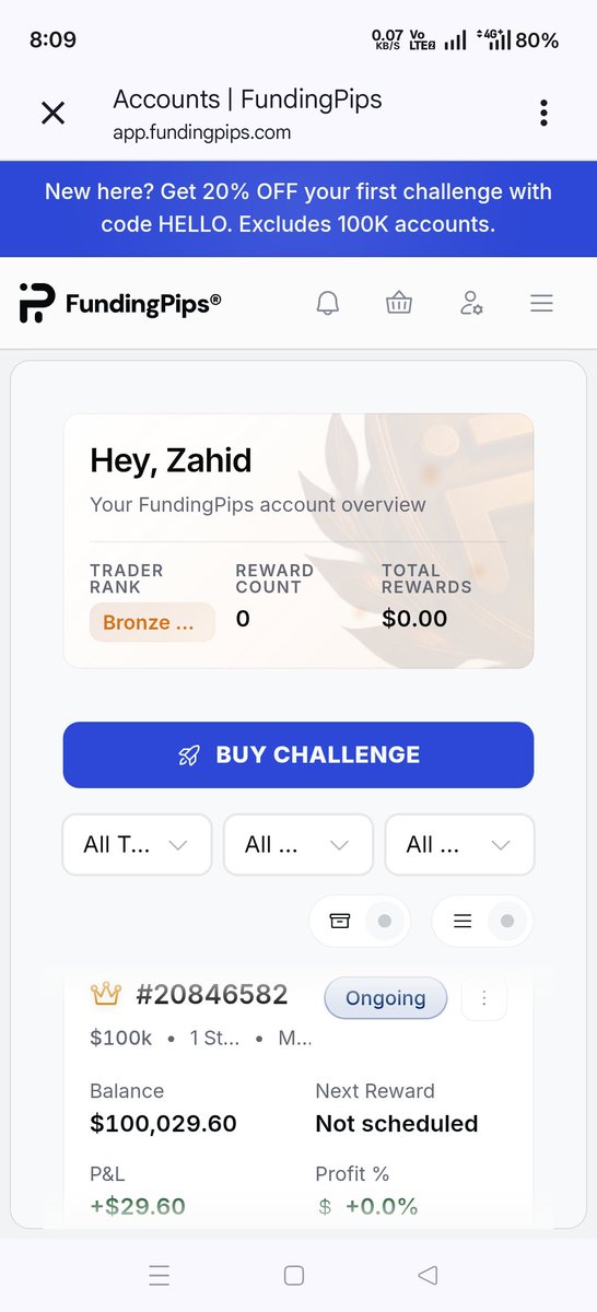 ZahidPFT's tweet photo. After blowing multiple #accounts and going through more losses than I can count, I’m finally #funded with @fundingpips

This time, the focus is simple, stay disciplined, protect the account, and secure #payout .

#fundingpips #100k
#forex $gold #xauusd #gold https://t.co/Y4KanMvzRQ