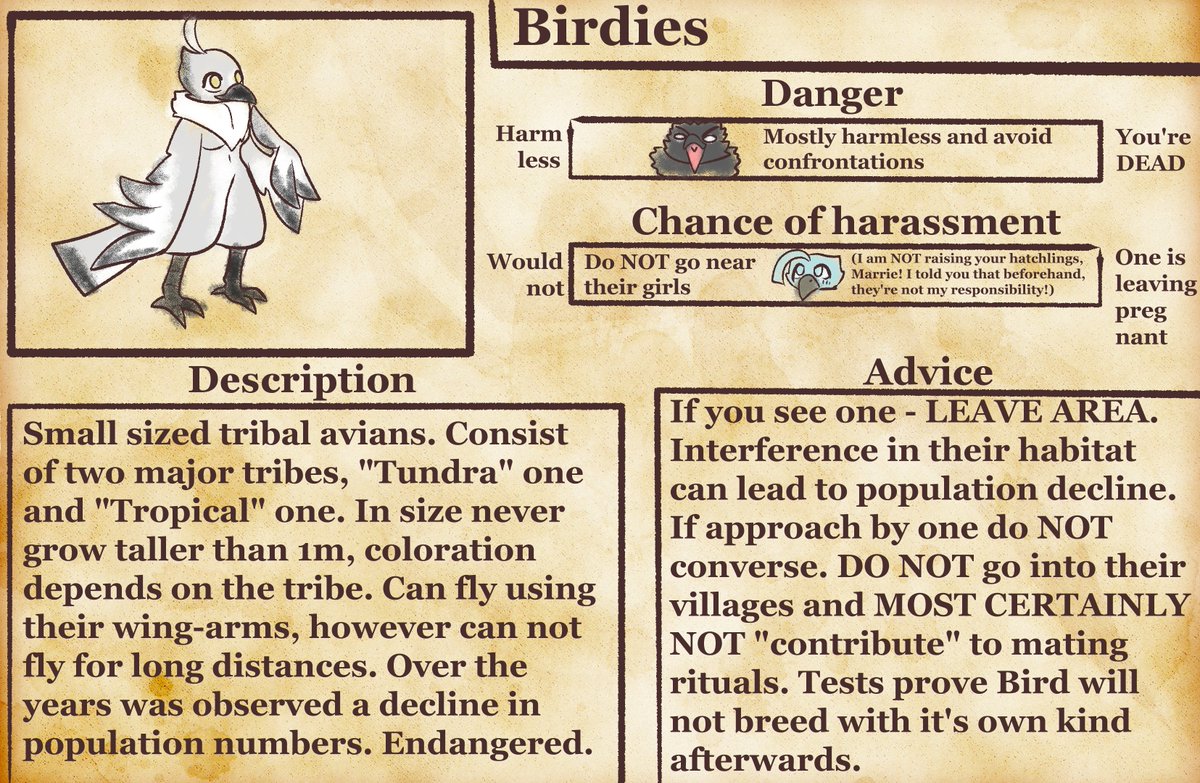 brradett's tweet photo. IRRESISTABLE Bestiary - Birdies!

like kobolds but with feathers and beaks https://t.co/jmiVyBEqwL