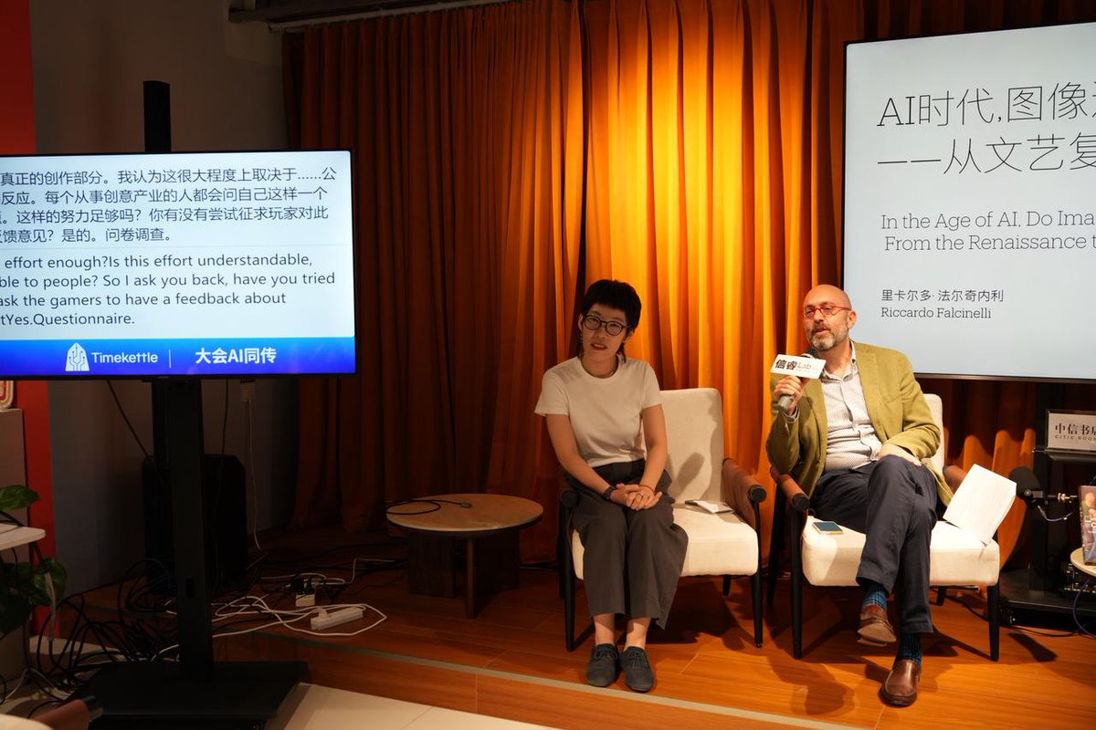 TimekettleTech's tweet photo. Can AI Create Images? But Can It See?
From the Renaissance to AIGC, the way we create images has changed dramatically.
Timekettle joined a cultural conversation in Shanghai with Italian graphic designer and author Riccardo Falcinelli, exploring the evolving relationship between images, technology, and human perception.
With real-time AI interpretation and X1 Meeting, speakers and audiences from different languages could stay connected throughout the conversation.
A reminder that technology can do more than translate words. It can help ideas travel.
#Timekettle #AIGC #GraphicDesign #HumanConnection #CulturalExchange