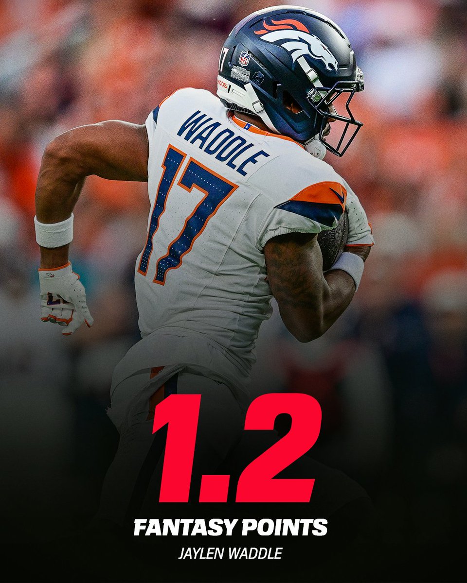 ESPNFantasy's tweet photo. Who started Jaylen Waddle in fantasy tonight? 😭 https://t.co/1ll6ad1m15