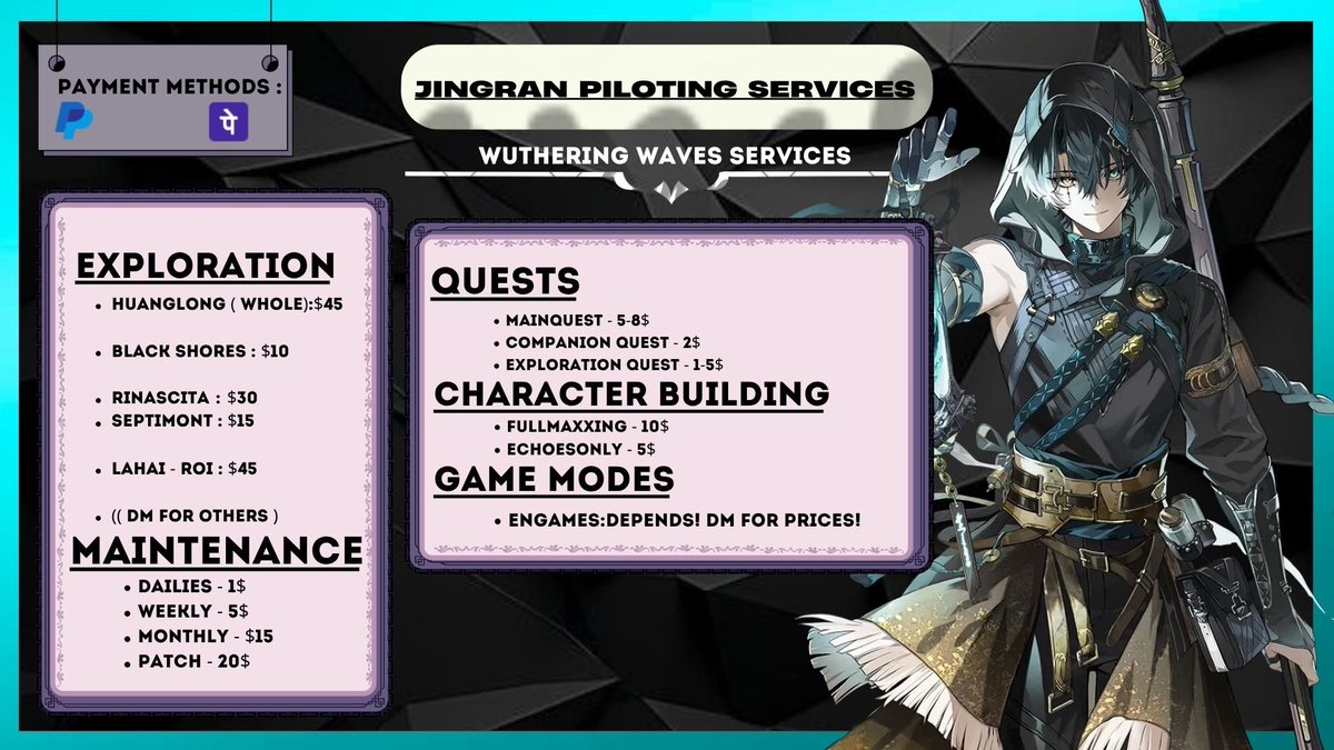 Jingranpiloting's tweet photo. JINGRAN piloting service 

Too busy for work or struggling in-game? JINGRAN can help improve your gaming 
experience! (｡•̀ᴗ-) Dm me for more info ♡

🩵 and 🔄 are appriciated!

Price list= https://t.co/1714t19FJO