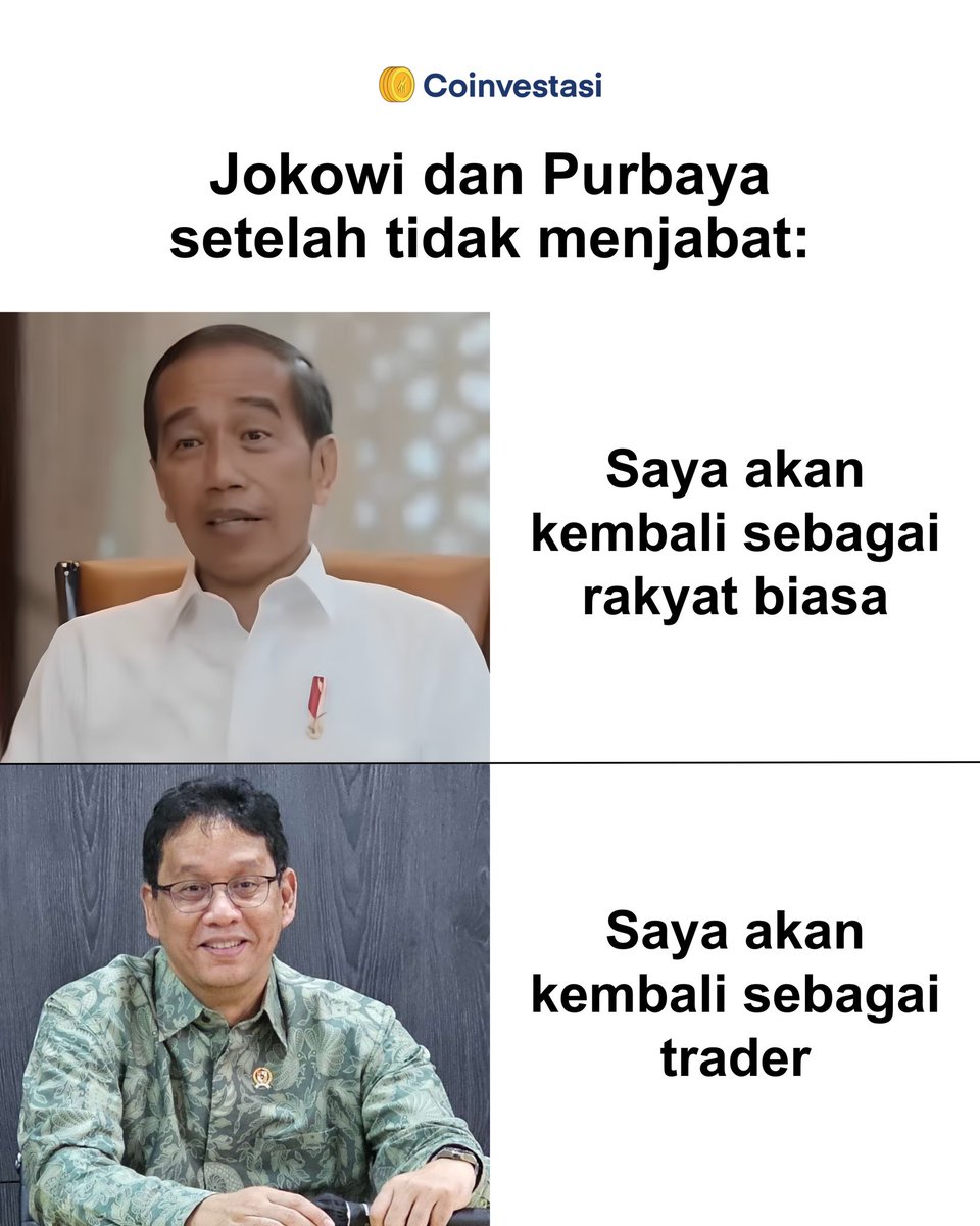coinvestasi's tweet photo. Jokowi dan Purbaya setelah tidak menjabat: https://t.co/ewDzRZYMM9