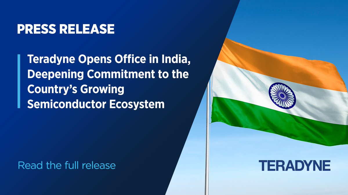 Teradyneinc's tweet photo. 🇮🇳 Teradyne opened an office in Bengaluru to support India's growing semiconductor industry. The site is a hub for customer engagement, applications support, training, and partnerships, building on two decades in India's ecosystem.

Read the full release: https://t.co/5cAB107bVf https://t.co/dEz0J4hY8f