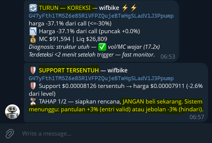 badidoyo's tweet photo. CARA AGENT MENGHINDARKAN TRADER DARI RUGPULL

06:50
Ada token lolos filter➡️AMATI DULU🧐

06:52
Hasil forensik keluar beserta trading plan🗒️

06:57
Harga turun ke support, agent bilang WAIT⏱️

07:00
Support jebol➡️trading plan INVALID➡️NO ENTRY➡️trader selamat dari rugpull 😘 https://t.co/Mu8nxFsfTu