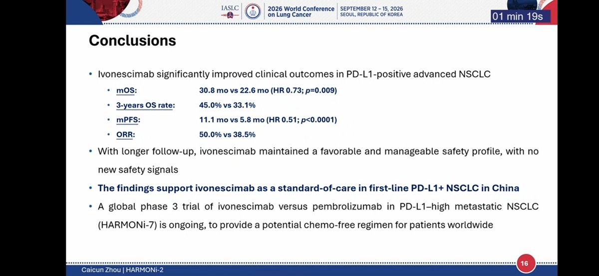 KSamalaMD's tweet photo. Conclusion : #Harmoni2 #WCLC26 https://t.co/Frtpg4gmT2